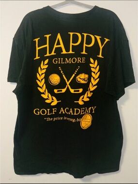 Happy Gilmore Golf Academy Tee - Black with Gold Print